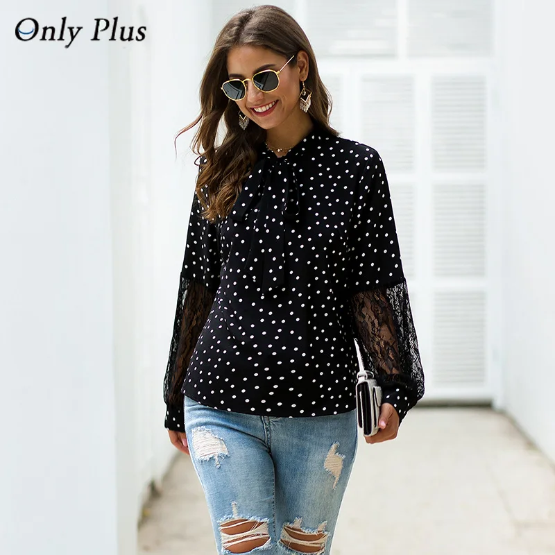Only Plus женские кружевные топы с рукавами-фонариками элегантные офисные блузки