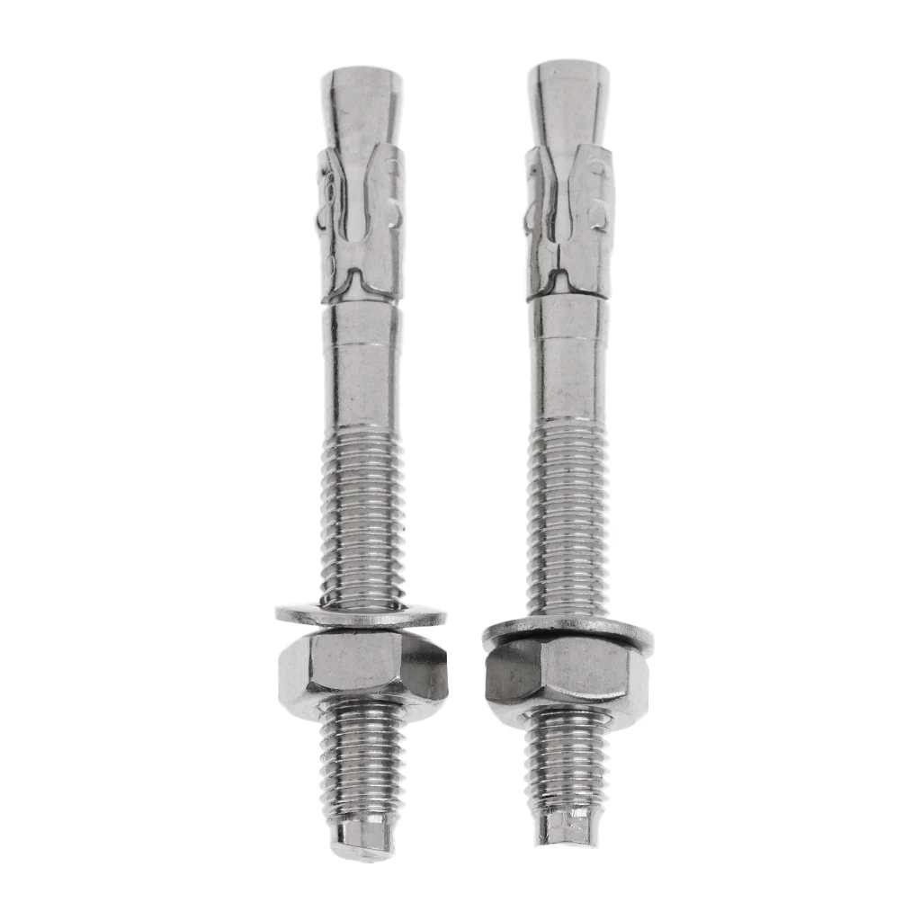 

2Pcs M10x90mm Stainless Steel Rock Climbing Anchor Expansion Bolt Nut Piton Screws with Nuts and Washers