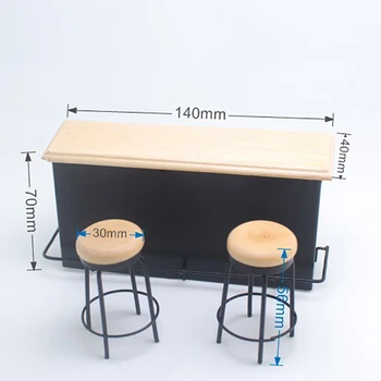 

Dollhouse furniture Miniature Bar counter Table Chair model Mini Kitchens Market Scenery Shooting props