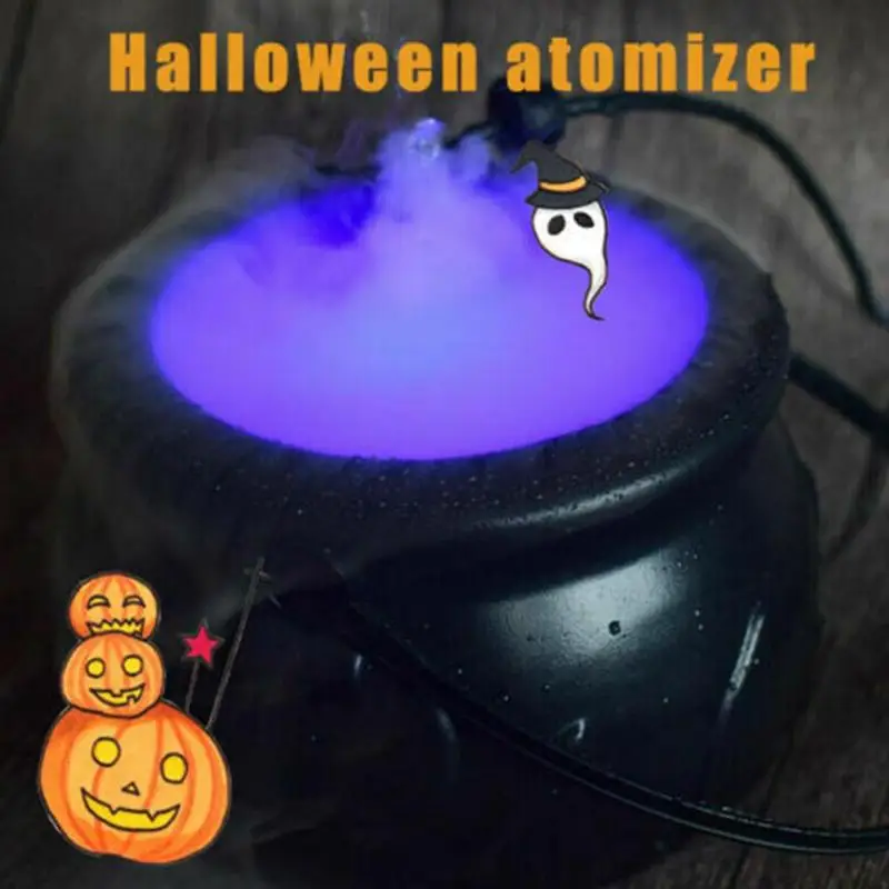 

Halloween Witch Pot Smoke Machine LED Humidifier Color Changing Creepy Decor Halloween Party DIY Scene Layout Prank Toy