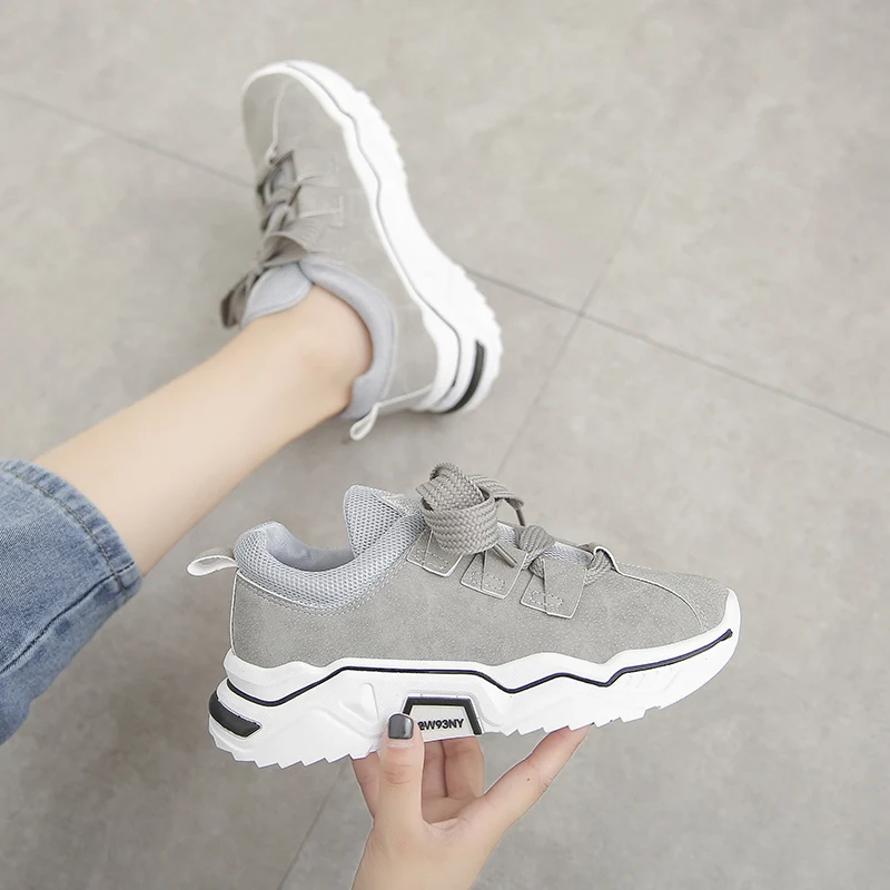 Women Platform Sneakers lace-up Casual Vulcanize Shoes Designer Old Dad high Heel Female Fashion Light 42 | Обувь