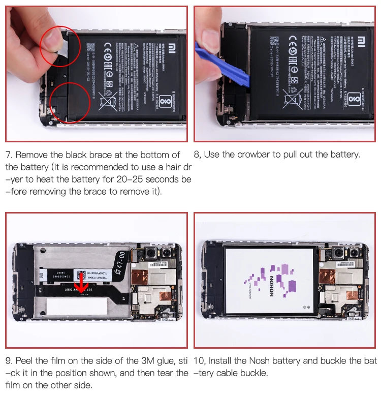 Аккумулятор NOHON BN35 BN37 BN44 BN45 BN47 для Xiaomi mi A2 Lite Red mi 5 Plus 6 6A Note 5 Замена мобильных телефонов бесплатные инструменты