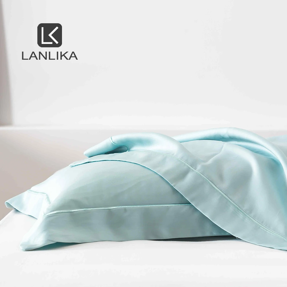 Lanlika Beauty 100 Silk Mint Green Pillowcase 6A Grade 25 Momme Silk