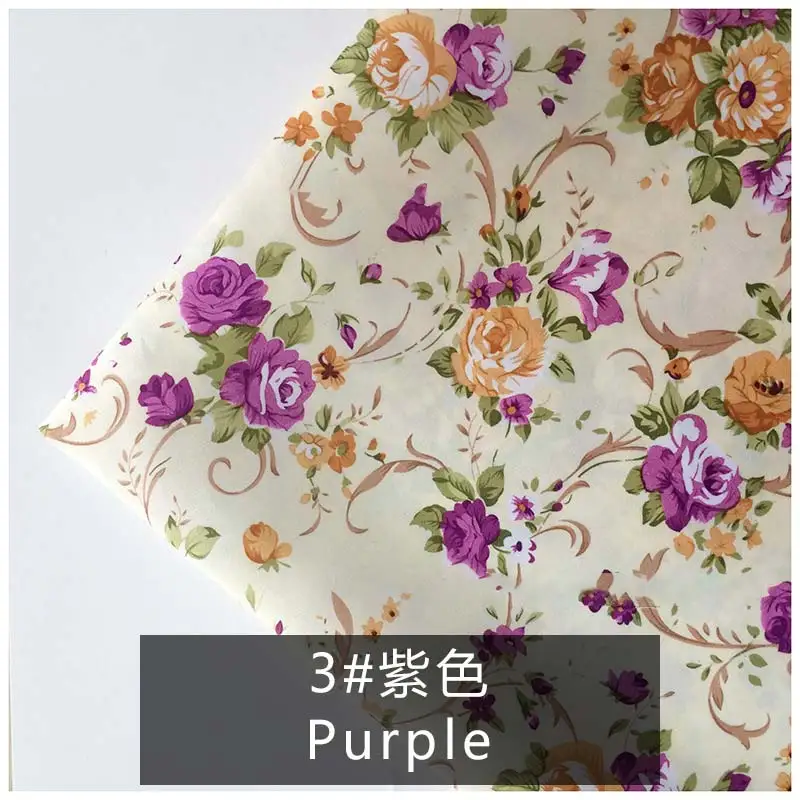 cheap peach skin fabric floral Polyester fabric Curtain for home textile thin tissue W38 - Цвет: 3