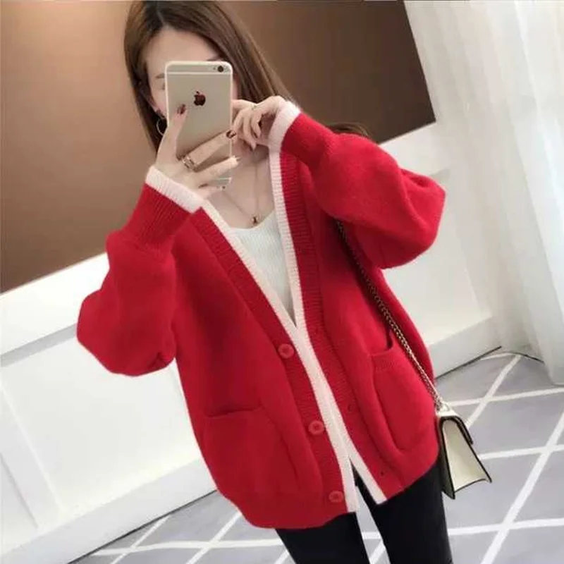 Casual Knitted Jacket Women For Autumn Winter Ladies Korean Long Sleeve Thick Caridgan Sweaters Female Sweater Coat AA5035