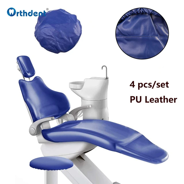 4 Teile/satz Dental Stuhl Sitz Abdeckung Schutzhülle PU Leder Elastische  Wasserdichte Waschbar Protector Ärmeln Blau