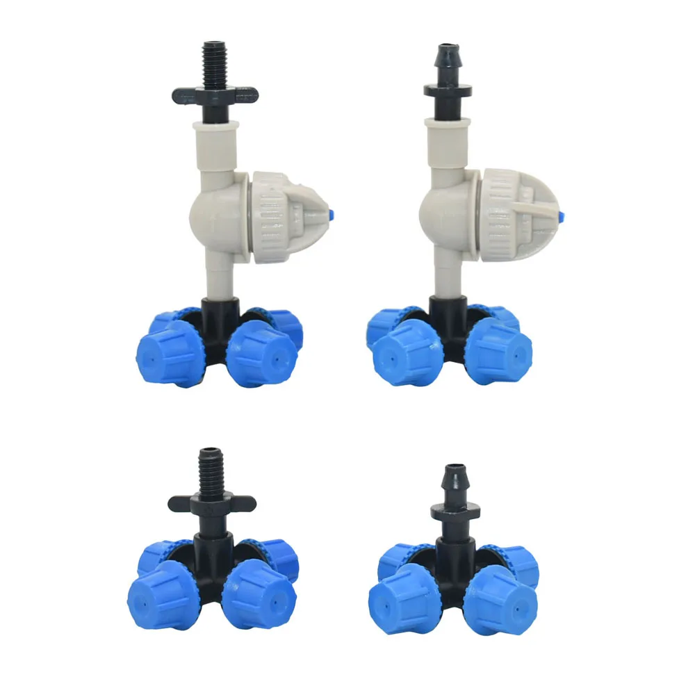 

Garden sprinklers Hanging anti drip misting nozzle 4-way cross water mist sprinkler with 1/4" barb threaded connector 50set