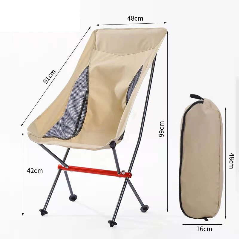 Outdoor Camping Picnic Portable Ultra-Light Fishing Folding Chair Breathable Wear-Resistant Aluminum Alloy Backrest Moon Chair 4