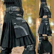 SHUJIN модная шотландская Мужская килт традиционная юбка практичная современная килт Мужская классическая ретро юбка шотландская средневековая юбка