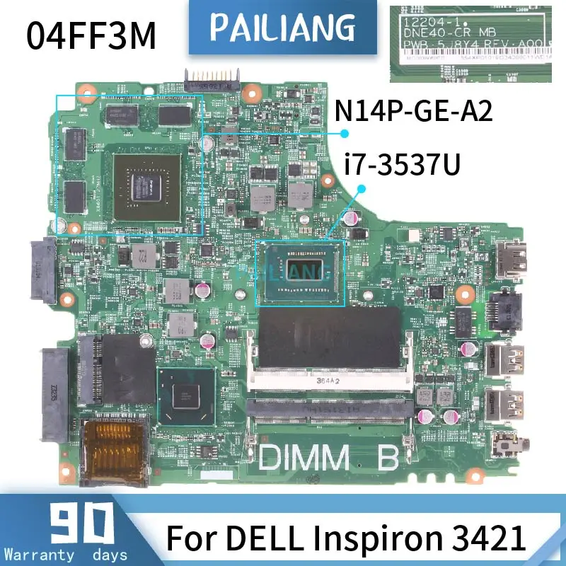 Материнская плата CN-04FF3M для DELL Inspiron 3421 12204-1 04FF3M SR0XG I7-3537U N14P-GE-A2 материнская