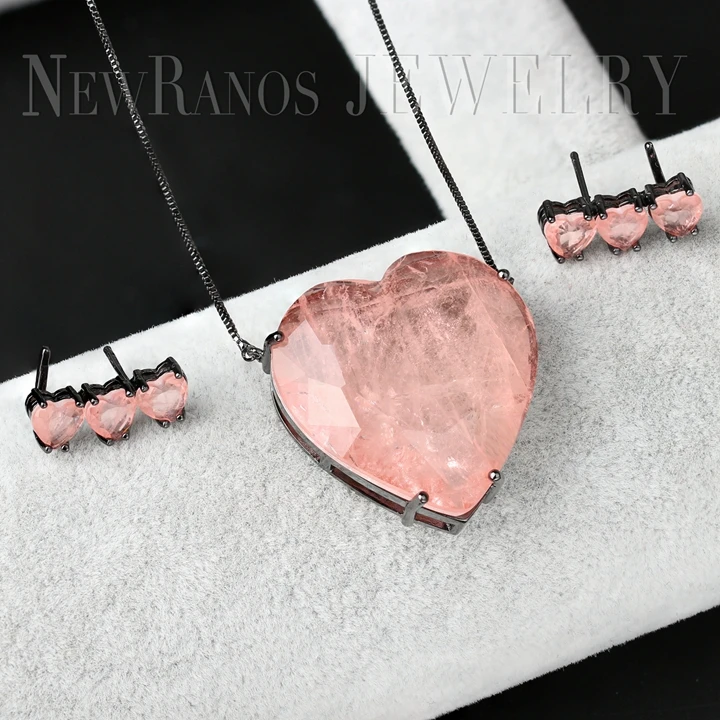 Newranos набор ювелирных изделий с сердечком, натуральный камень, ожерелье, серьги, набор модных ювелирных изделий для женщин, модные ювелирные изделия PFX001142