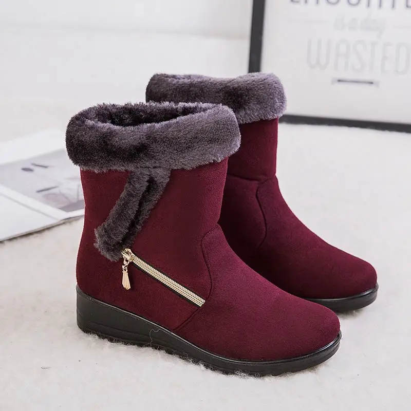 Warm winter shoes women snow boots 2019 solid plush ankle boots women winter round toe casual shoes woman zapatos de mujer (3)