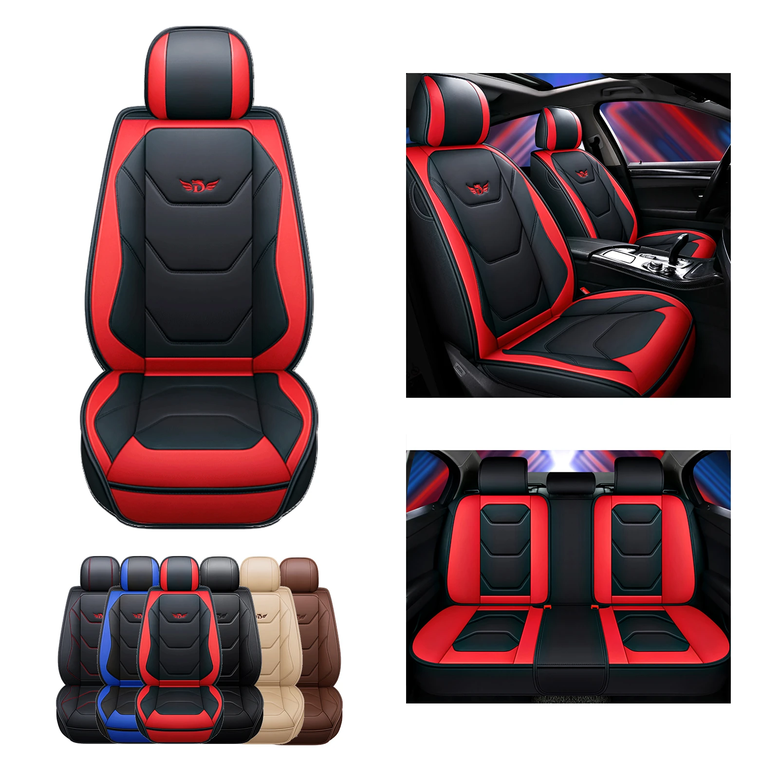Funda Universal para asiento de coche, cubierta frontal y trasera de asientos, estilo deportivo, adapta a la mayoría de autos, impermeable, alta gama, Interior automotriz|Coberturas de asiento de