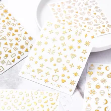 

3D Nail Stickers Decals Adhesive Star Moon Rose Flower Sticker Gold Foil Valentines Day Nail Art Sticker Jewelry Korean Manicure