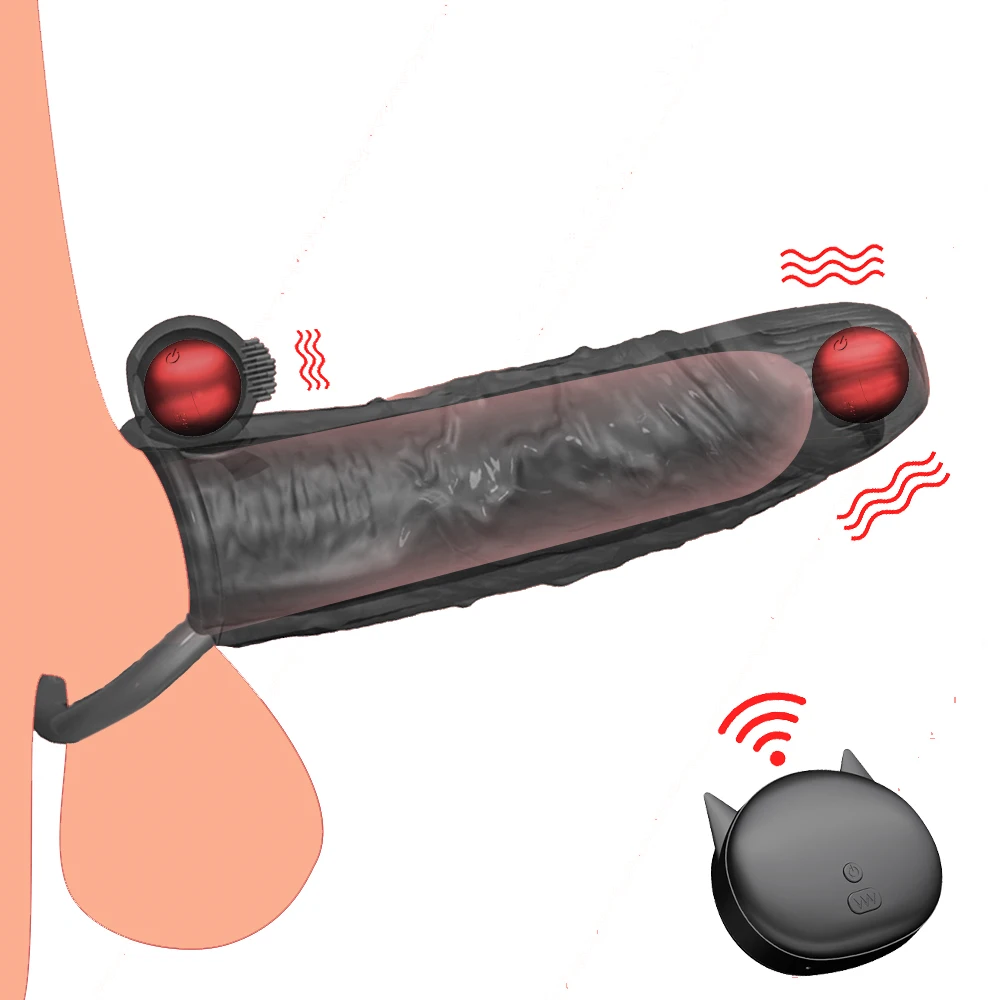 Male Penis Vibrating Ring Sleeve for Penis Dick Delay Ejaculation Enlargement Condoms Dildo Vibrator Adult