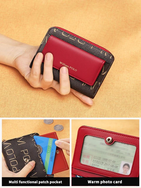 High-end quality leather wallet women short multi-card holder anti