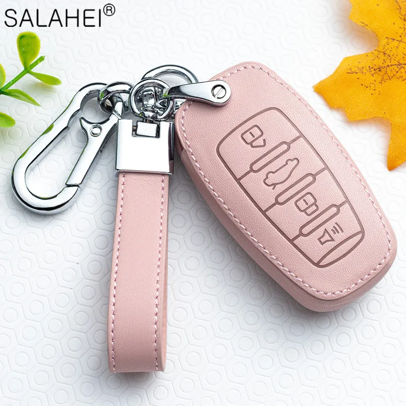 

Leather Car Key Cover Case Keychain Ring Protection For Great Wall Haval Coupe H7 H8 H9 GMW H6 H2 HAVAL H6 H7 H8 H9 H2S Stylish