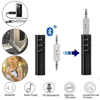 

3.5mm Bluetooth Adapter Bluetooth Receiver Hi-fi Wireless Audio Adapter with Back Clip Support Microphone