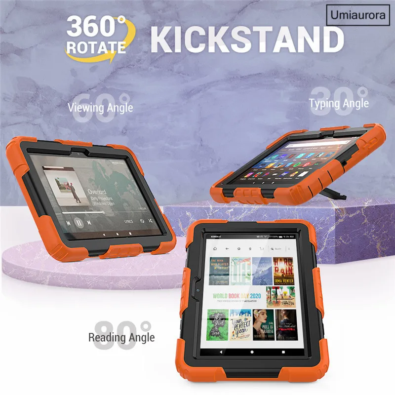 Tablet-Hülle für Kindle Fire 8 10 HD8 HD10 Plus 2020 2021, robuste, stoßfeste Silikonhülle für Kinder für HD 7 2017_voghion.com