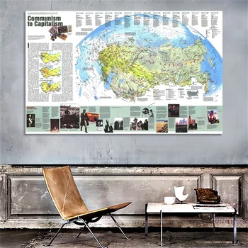 

Map of The Russia Wall Sticker 90*60cm Political Physical World Map Capitalist Communism 1993 Poster for Culture and Education