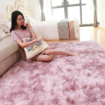 

Living Room Rug Bedroom Fluffy Bedroom Child's Rug Nordic simplicity Hairy Long Wool Gradient Tie-dyed Carpet Fashion Wild Soft