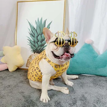 

Pet summer thin section breathable clothing French bulldog thin section mesh printing funny small vest small dog clothes