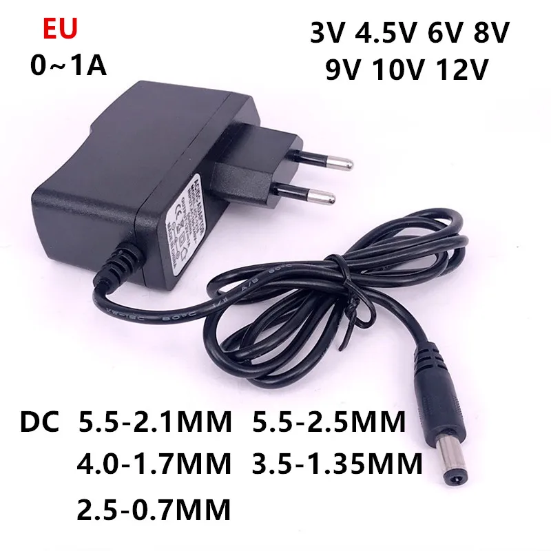 

1pcs AC 110-240V DC 3V 4.5V 6V 8V 9V 10V 12V for 1A LED light strips power adapter 12 Volt 1 A Converter power supply 12 V