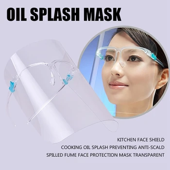 

Kitchen Face Shield Cooking Oil Splash Preventing Anti-Scald Spilled Fume Face Protection Mask Transparent