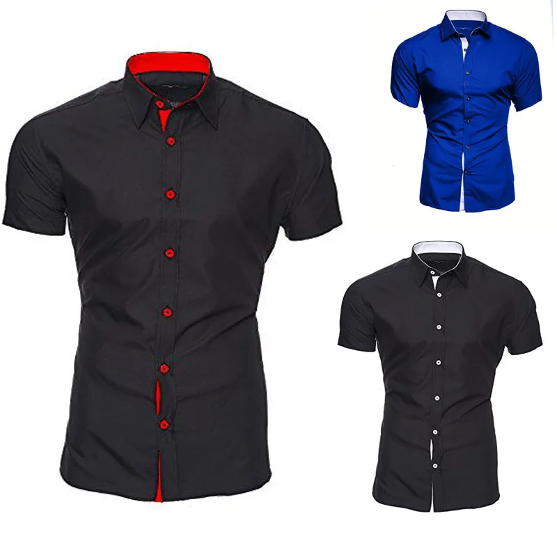 VISADA JAUNA Men's Casual Fashion Short Sleeved Shirt White Blue Black Male Office Slim Fit Shirt For Men Social Shirts 4XL VISADA JAUNA Men's Casual Fashion Short Sleeved Shirt White Blue Black Male Office Slim Fit Shirt For Men Social Shirts 4XL