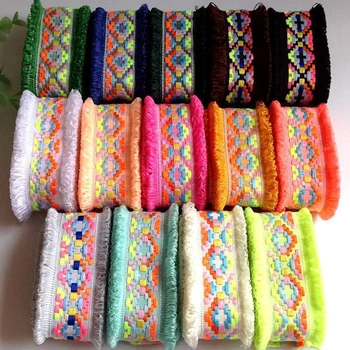 

3meters/lot Braid Tassel Trim Ethnic Decorative Ribbons for Sewing Garment Bag Hat Webbing Fringe Width 4.5cm