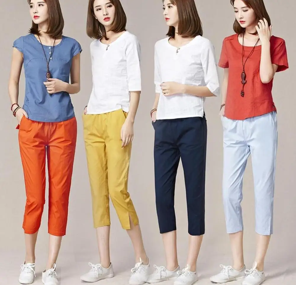 High quality pure cotton Women Capris Pants Female Summer 2020Light comfortable Women's Pants Woman Pencil Open fork Pants Capri High quality pure cotton Women Capris Pants Female Summer 2020Light comfortable Women's Pants Woman Pencil Open fork Pants Capri