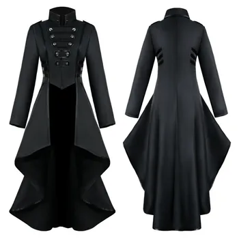 

Women Halloween Jackets Gothic Steampunk Button Lace Corset Casual Halloween Costume Coat Tailcoat Jacket #L30