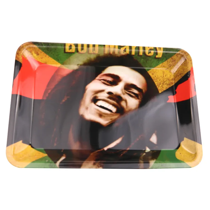Tinplate Metal Tobacco Rolling Tray Storage Plate Discs For Smoke Bob Marley Weed Herb Grinder Cigarette Container Tray Ashtrays - Цвет: 10