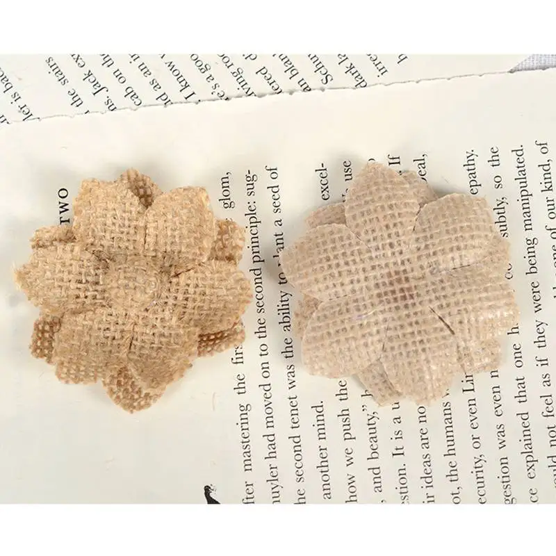 LAPHIL 2/5pcs Handmade Jute Burlap Flower DIY Crafts Vintage Rustic Wedding Decoration Chic Birthday Christmas Party Supplies