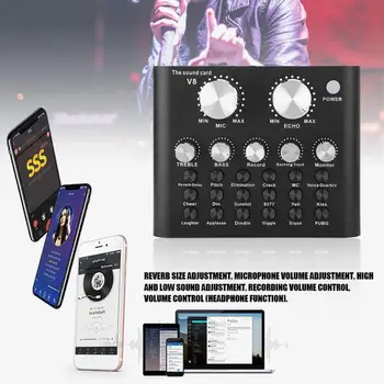 

V8s Voice Change Audio Mixer Live Sound Card Voice Changer For Metal Shell For Phone Computer Game, Bluetooth Version