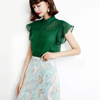 

Women Waist Hugging Belly Cover Top Female 2020 Summer New Young Non-Mainstream Elegant Small Shirt Lace Bat Sleeve Shirt