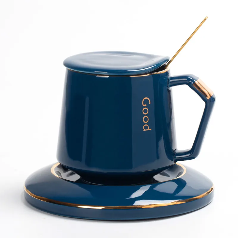 Luxury Creative Coffee Cup Saucer European Household Water Cup Exquisite Office Latte Cup Milk Mug with Lid Spoon Mixing Cup Set