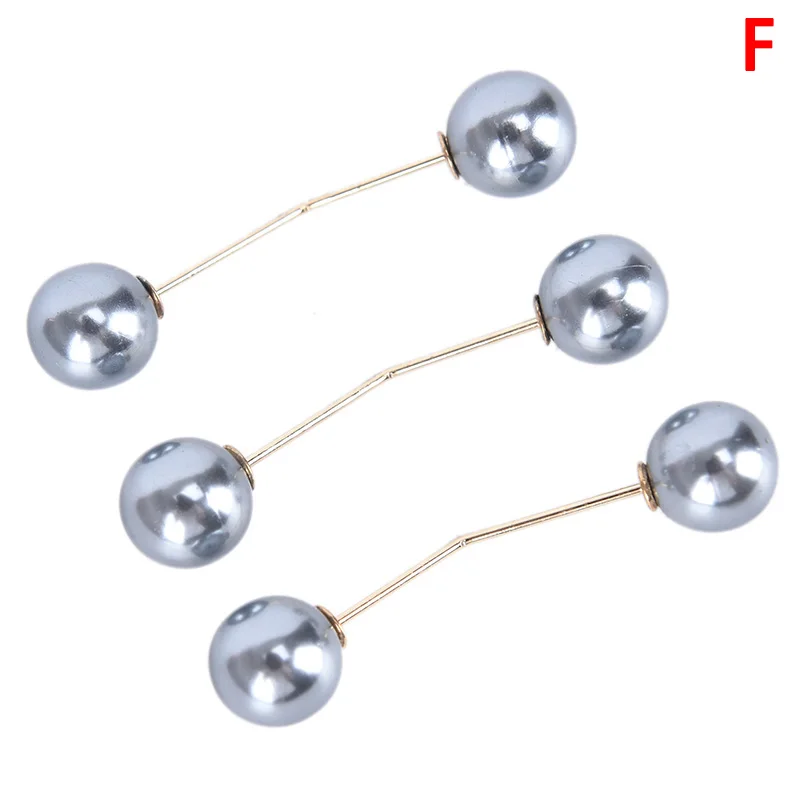 F 3Pcs/set Sweater Collar Needle Safety Brooch Simple Double Pearl Brooch Pins Clothing Accessories Brooches For Women - Окраска металла: F
