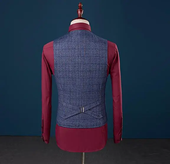 Пиджак+ брюки+ жилет мужской маленький костюм с рисунком «решетка» Slim Fit Мода Досуг свадебное платье костюмы мужские пальто для делового человека Блейзер Terno