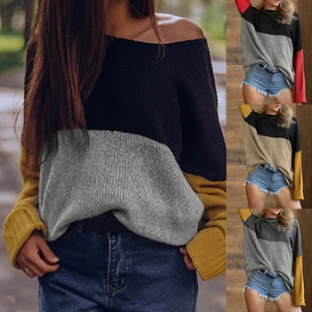 

Metersbonwe Knitted Sweater Women Pullovers O neck Autumn Winter Basic Women Mix Colour Sweaters casual Loose Fit