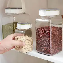 300/500/1100/1400 мл Пластик прозрачный контейнер с крышкой Кухня цельнозерновые продукты Коробка для хранения емкость для хранения пищи