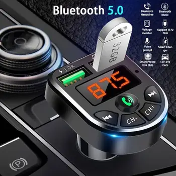 

Bluetooth 5.0 FM Transmitter Car Kit MP3 Modulator Player Wireless Handsfree Audio Receiver Dual USB Fast Charger 3.1A