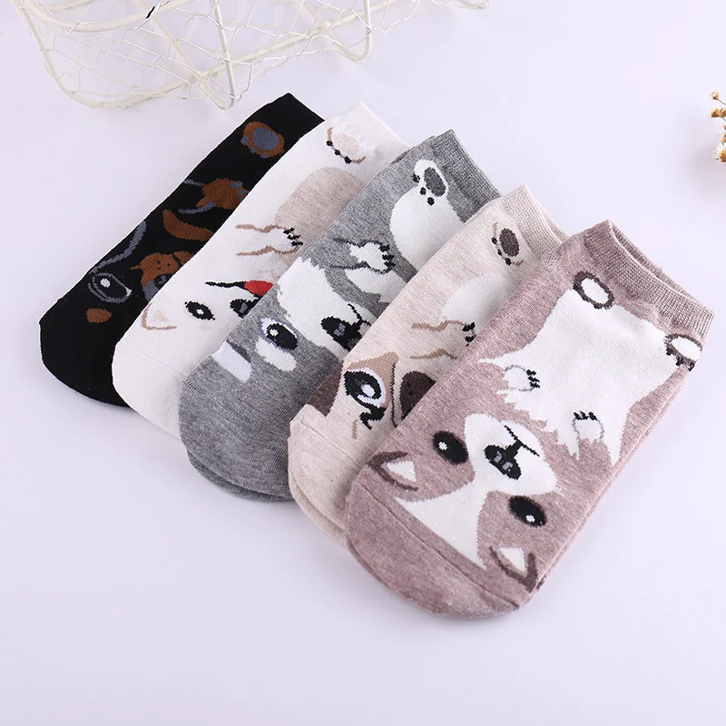 

5 Pairs Harajuku Dogs Patterned Cotton Socks Set Cartoon Kawaii Funny Socks Chic Casual Cute Socks Women Soft Unique Female Sox