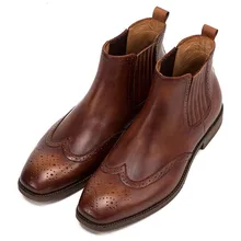 Winter Men Boots Genuine Cow Leather Men Winter Shoes Ankle Cowboy Boots For Men Shoes Chelsea Boots