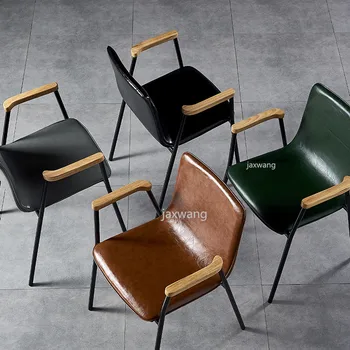 

Nordic Modern Simple Back Home Dining Chair Coffee Chair Industrial Style Leisure Armrest Iron Art Loft Office Chair Stool