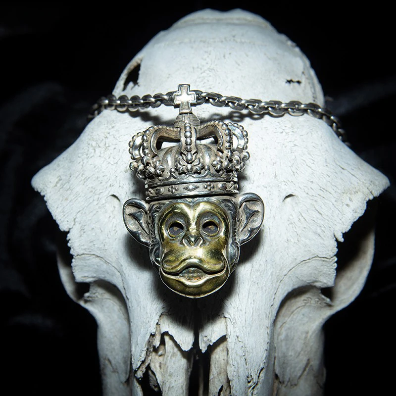 

Original Design For Men And Women 925 Silver Monkey Pendant Crown Monkey Zodiac Necklace Pendant