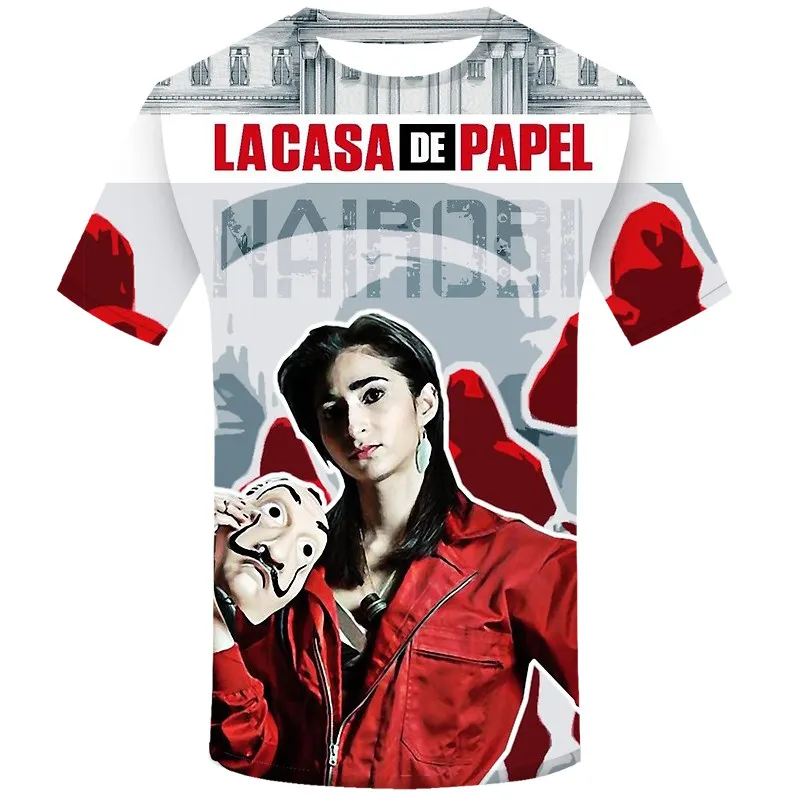 

Nairobi money heist the house of paper 3D print T shirts La Casa De Papel men t shirts Men Funny casual loose summer streetwear