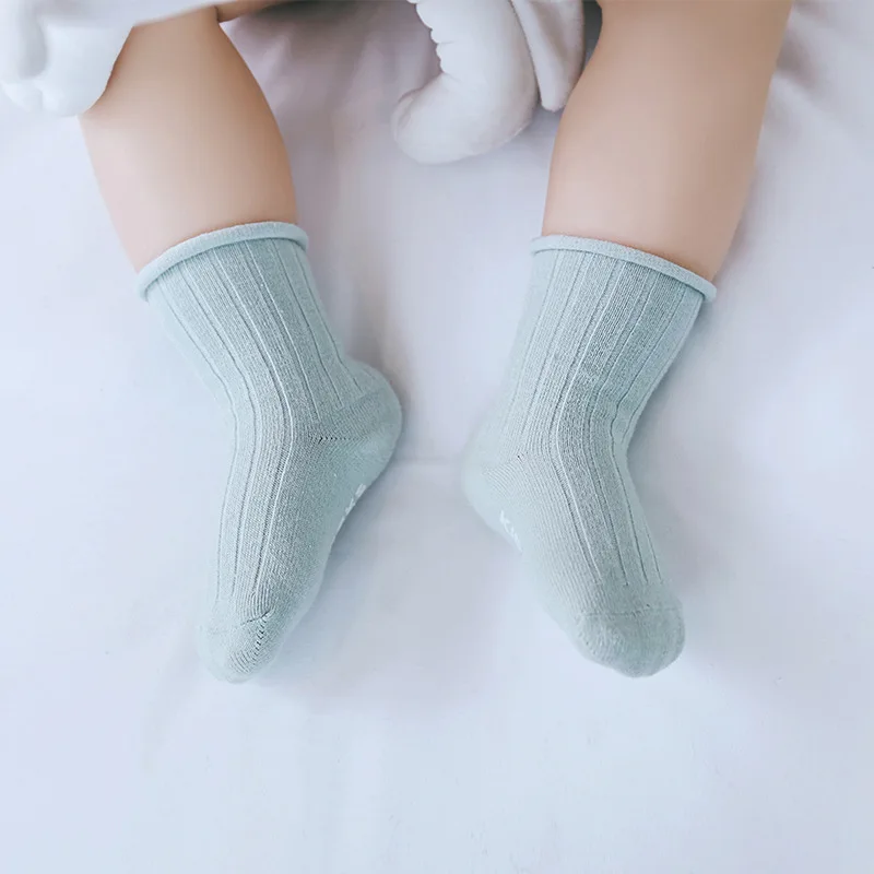 Однотонные детские носки в рубчик хлопковые носки для малышей Одежда для мальчиков и девочек носки для маленьких мальчиков носки в рубчик Нескользящие осенние 3 пара/лот