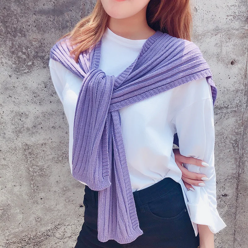 

Winter Kitted Pashmina Scarf Shawls Wraps Solid Color Women Scarves Lady Female Knitted Wool Scarf Thicken Warm