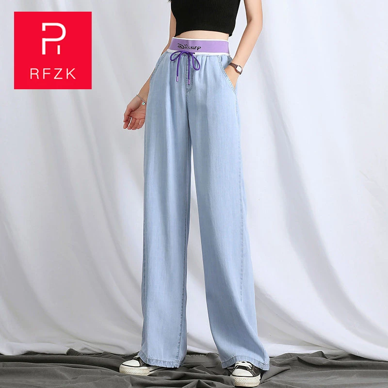 

RFZK Vintage High Wast Buttons Jeans Women Retro Pockets Loose Wide Leg Jeans Female 2020 New Denim Ankle-Length Trousers